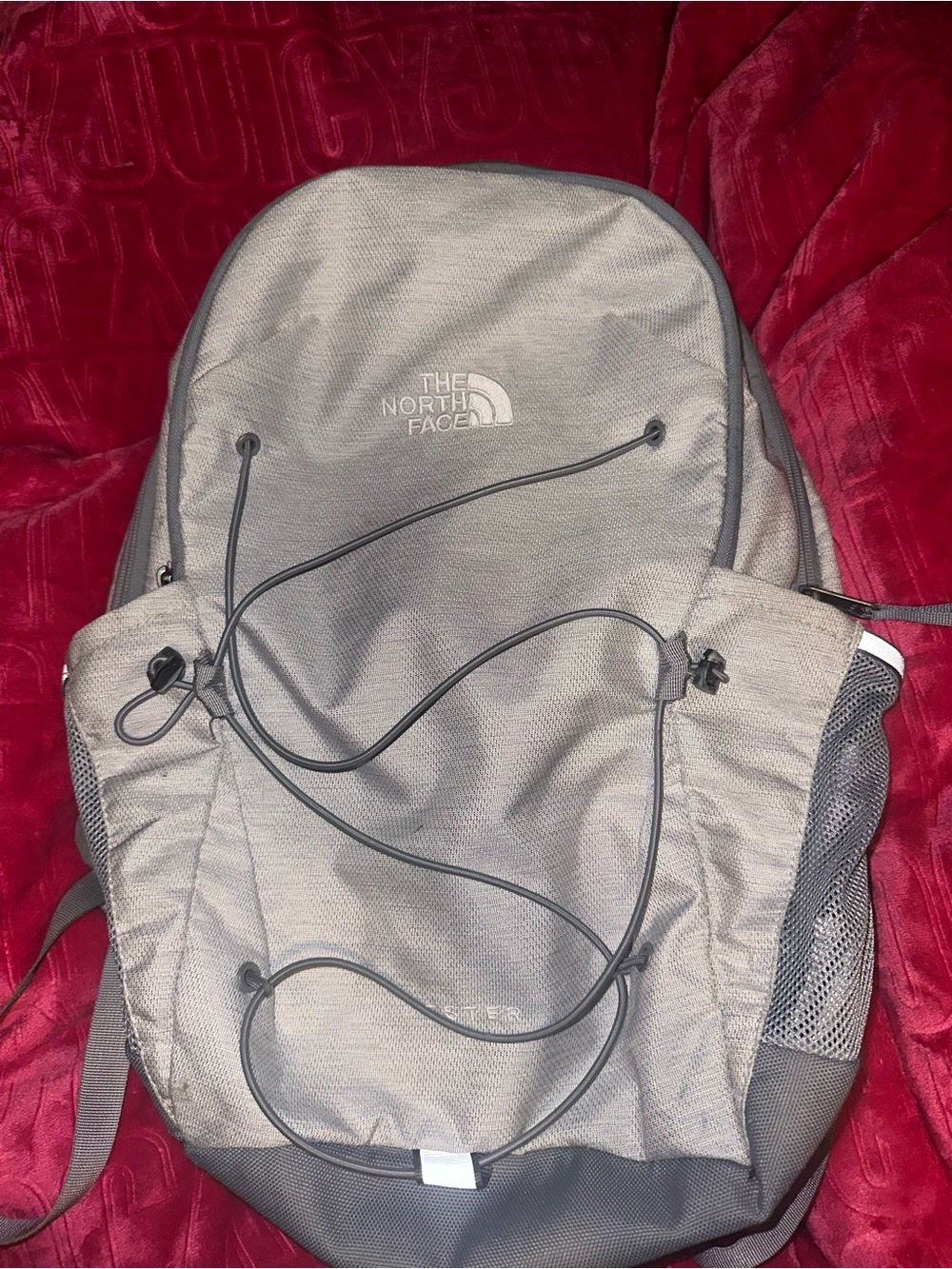 The North Face Light Gray Kids' Backpack with Front Bungee